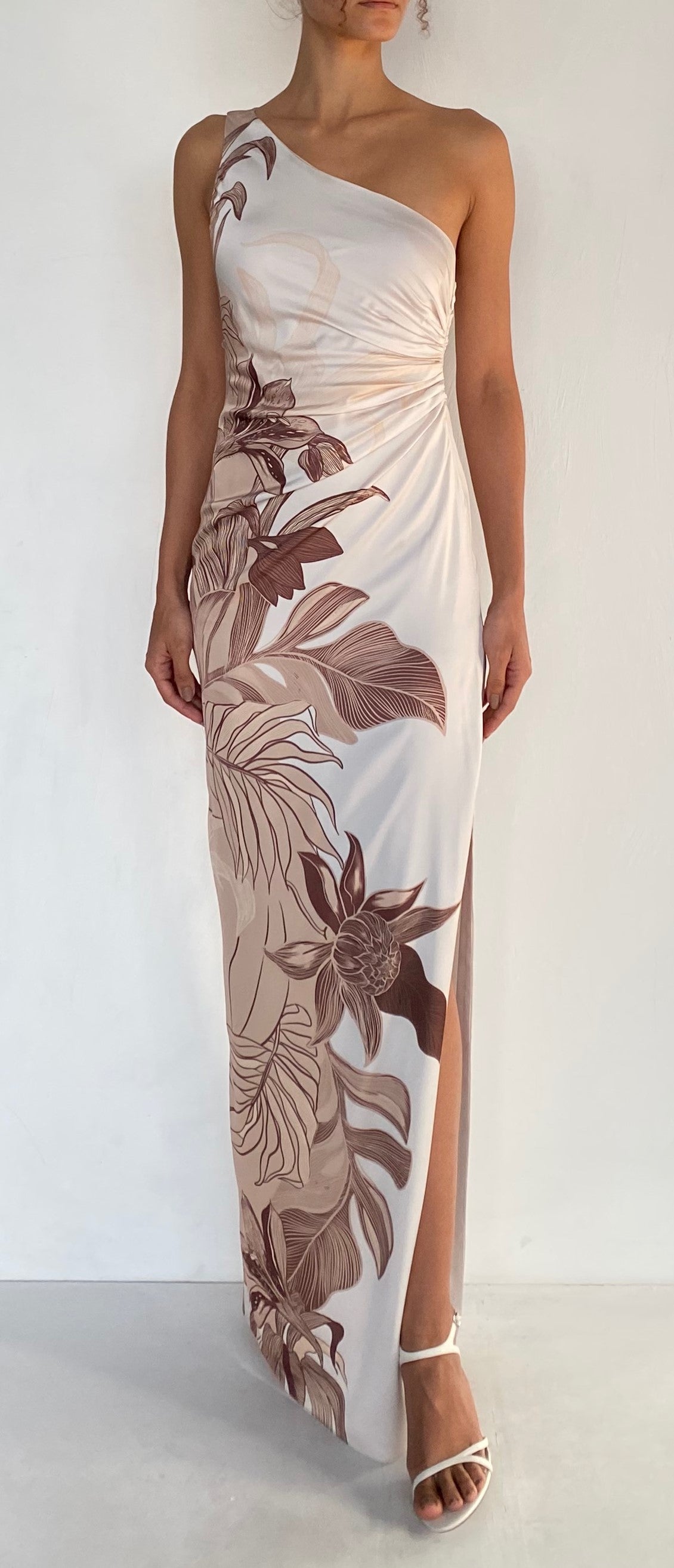 ONE SHOULDER RUCHED MAXI DRESS