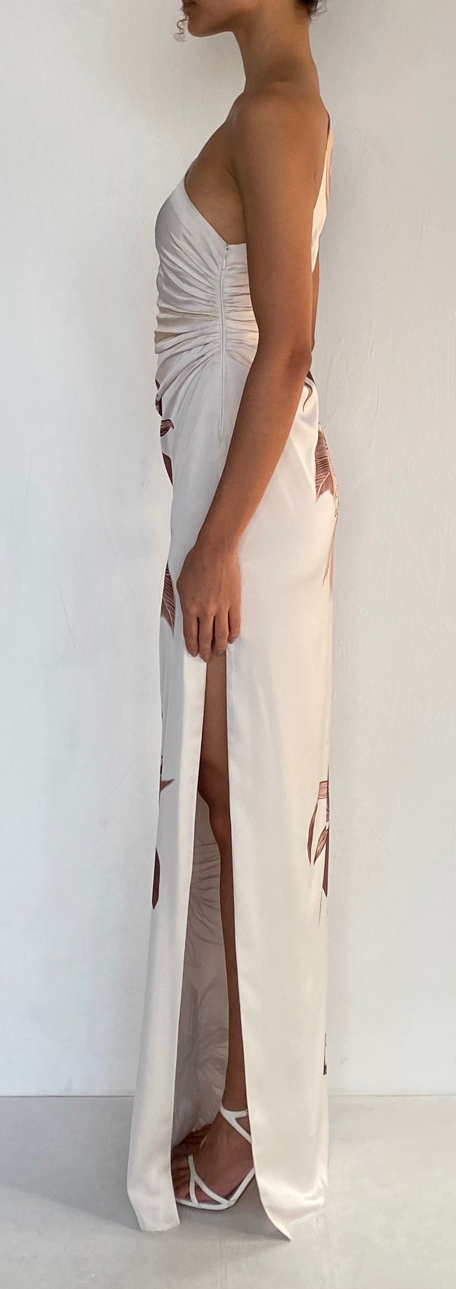 ONE SHOULDER RUCHED MAXI DRESS