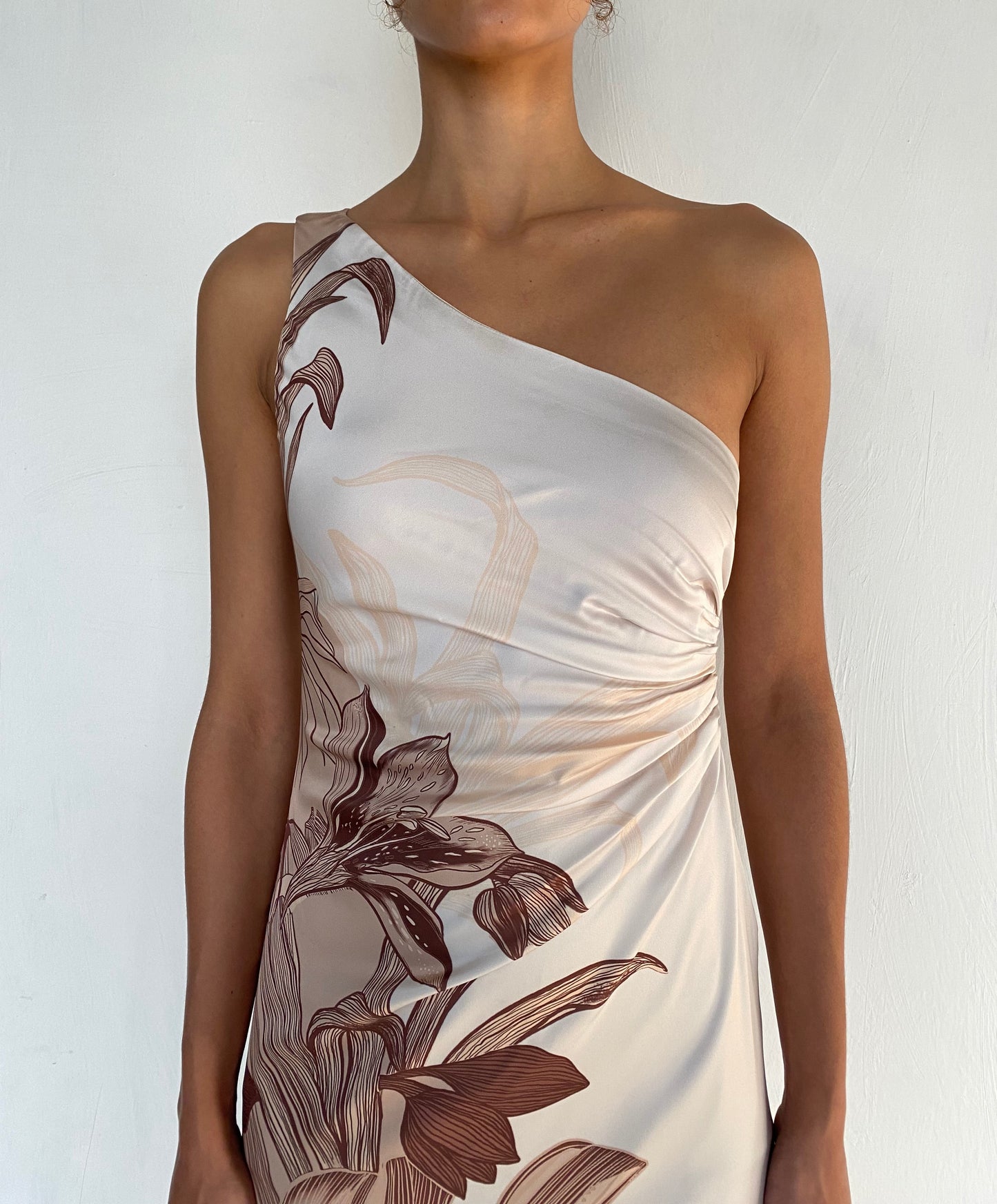 ONE SHOULDER RUCHED MAXI DRESS
