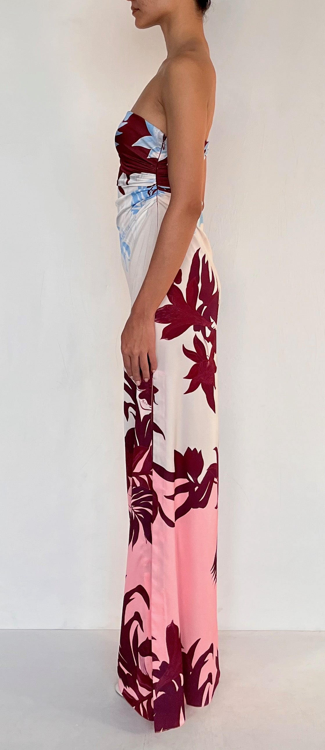 OFF SHOULDER RUCHED MAXI DRESS