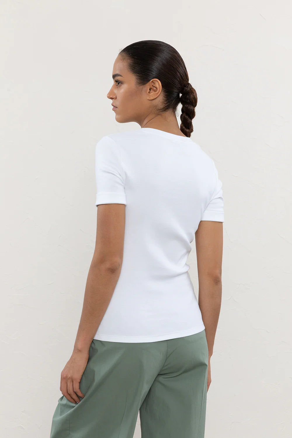 Micro-ribbed stretch jersey t-shirt
