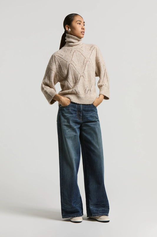 Alpaca-blend polo-neck jumper