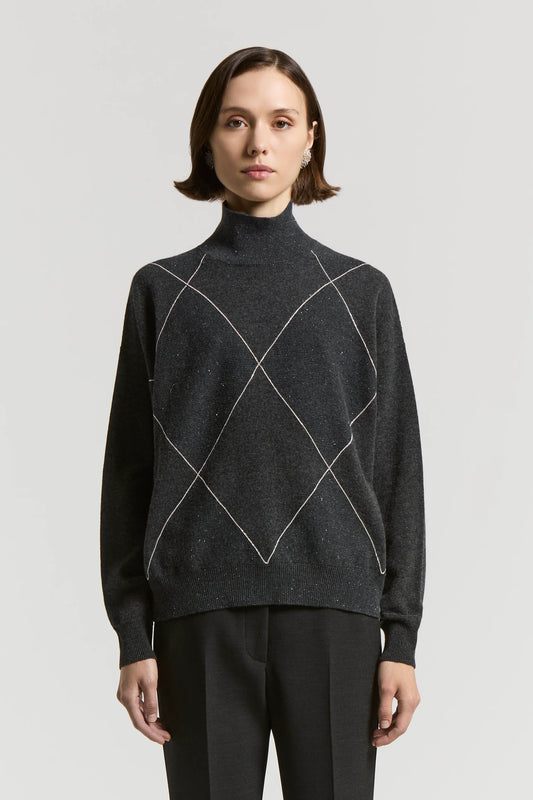 Cashmere, silk and wool jumper with diamond detailing
