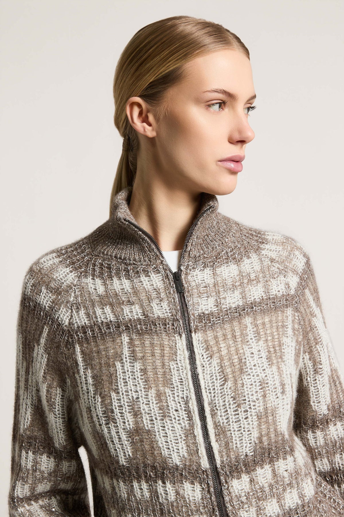 Wool, alpaca and cotton bomber jacket with zip