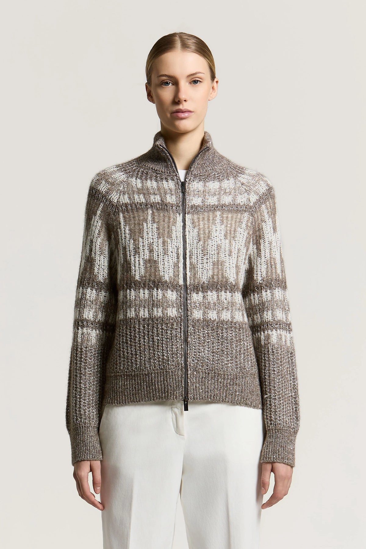 Wool, alpaca and cotton bomber jacket with zip