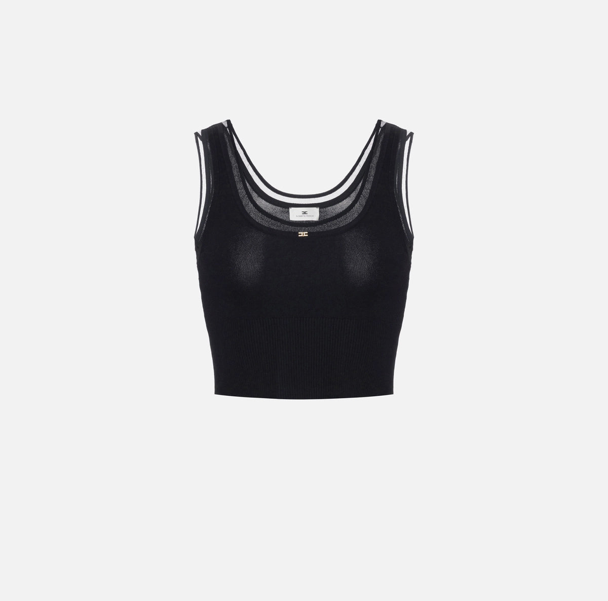 Top in ribbed knit fabric with jewel logo