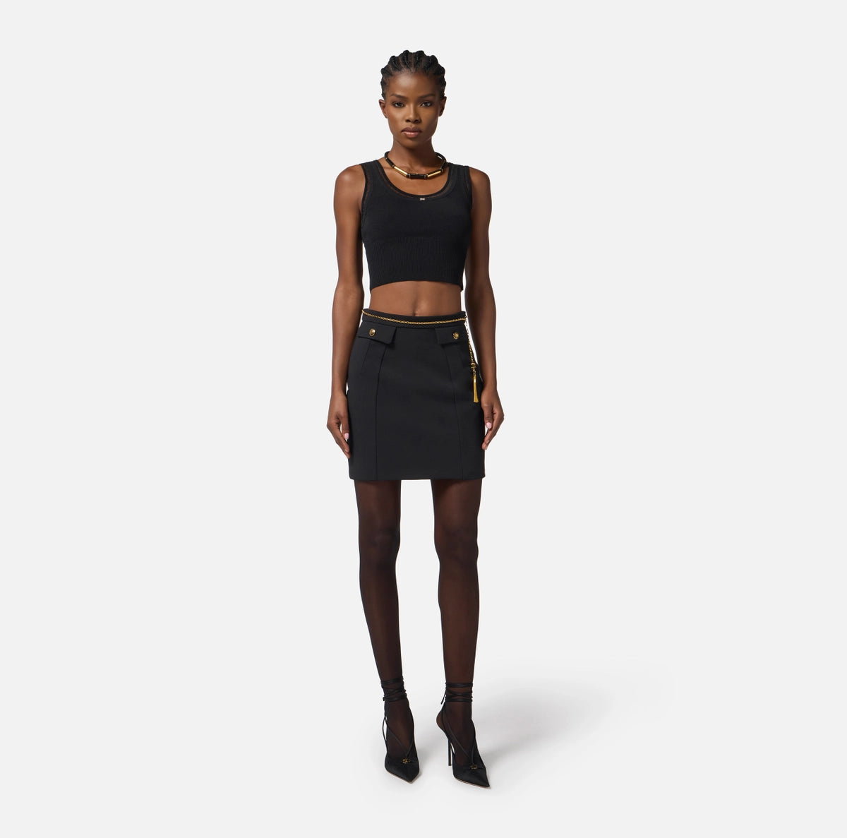 Top in ribbed knit fabric with jewel logo