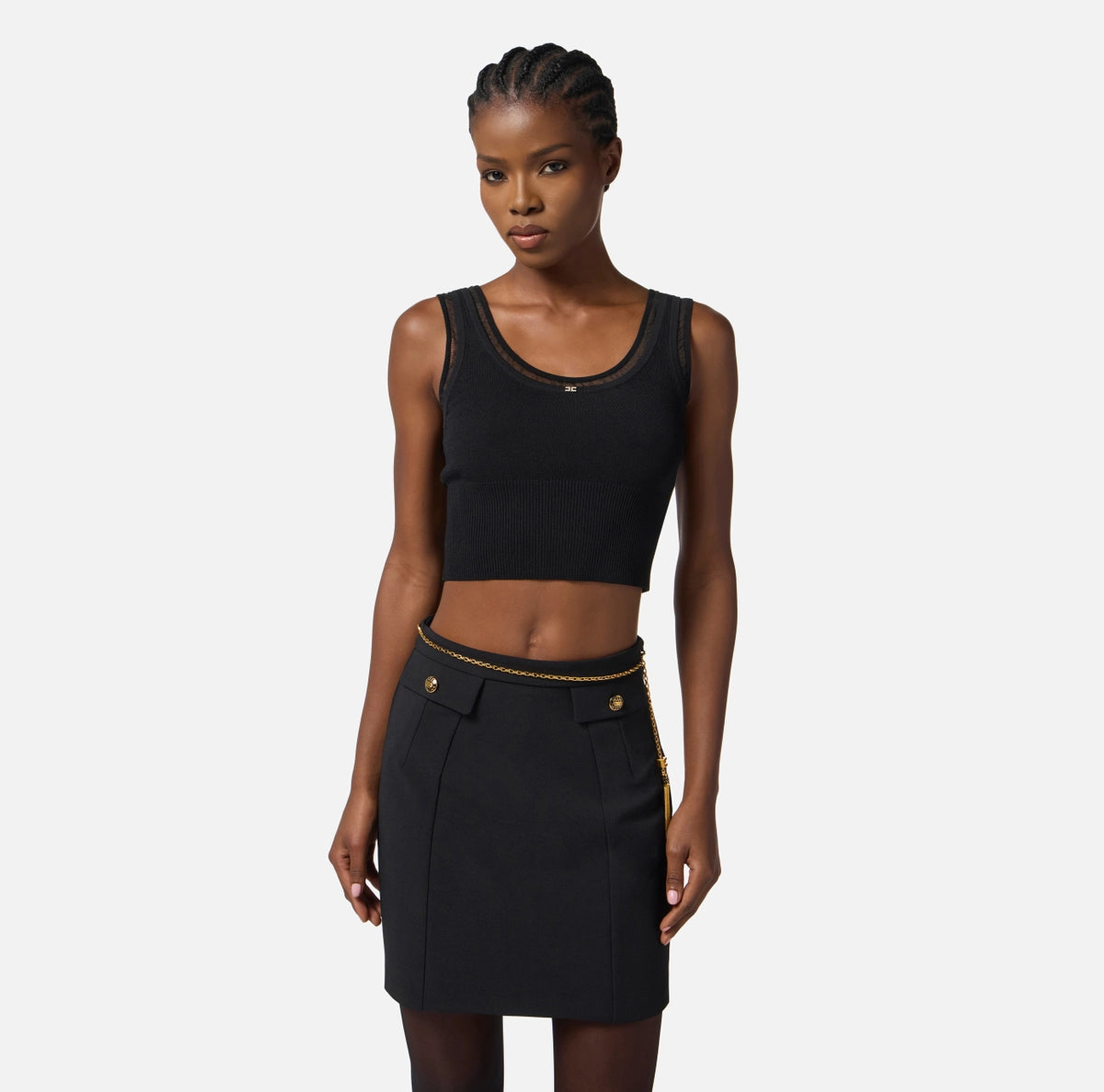 Top in ribbed knit fabric with jewel logo