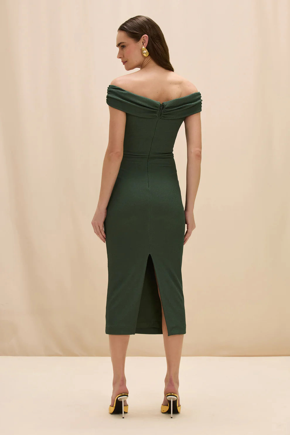 HILDA KNIT OFF SHOULDER MIDI DRESS