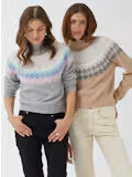 4-Ply Gradient Pastel Yoke Mock W/ Pointelle