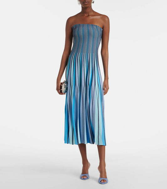 Soleil Corded Strapless Midi-Dress