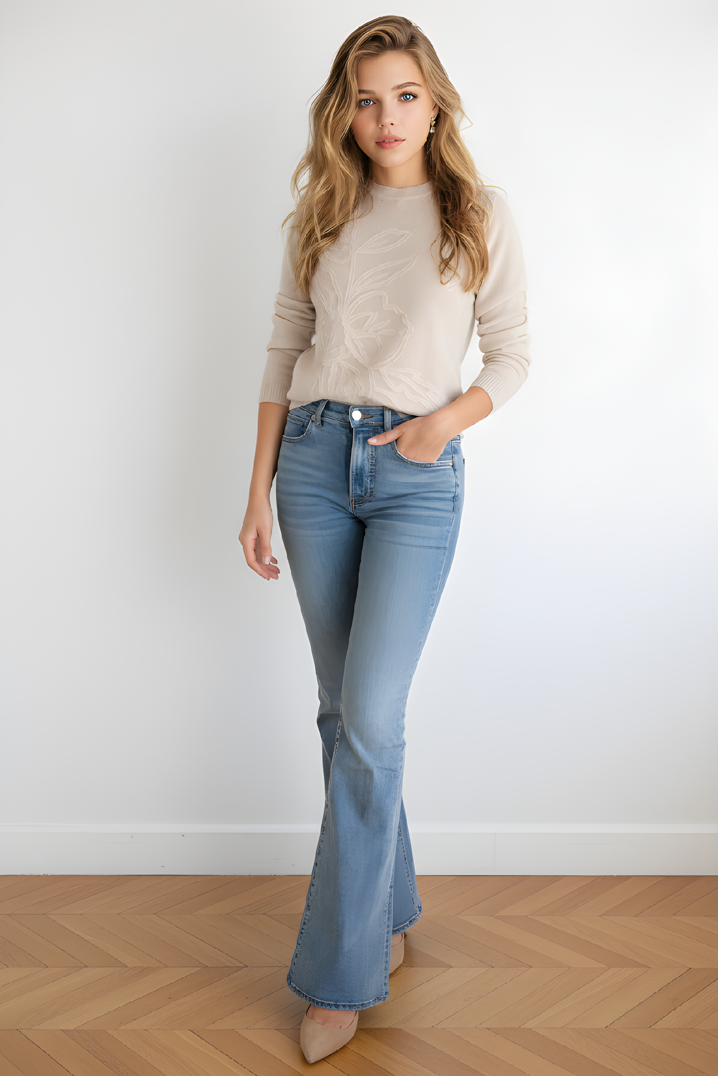 FLORAL EMBROIDERED CREW