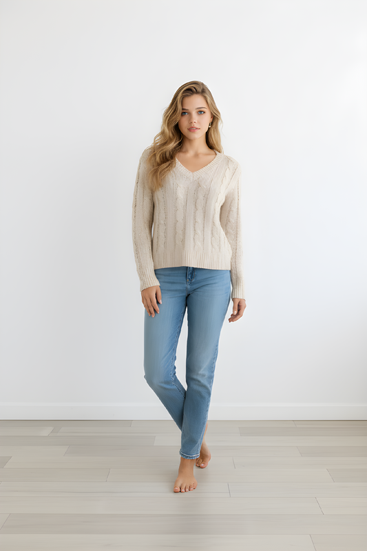 SEQUIN CABLE VEE