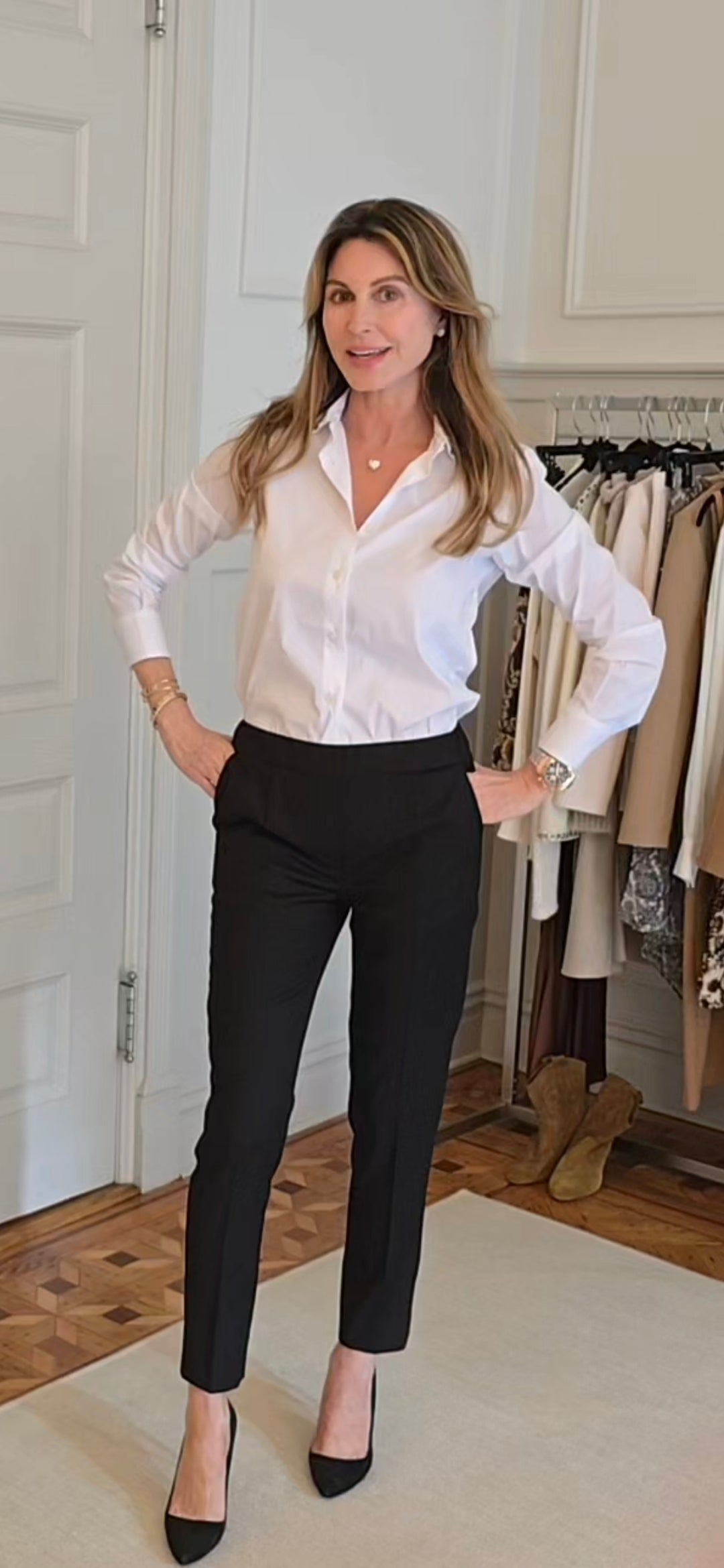 White button down with chain detail