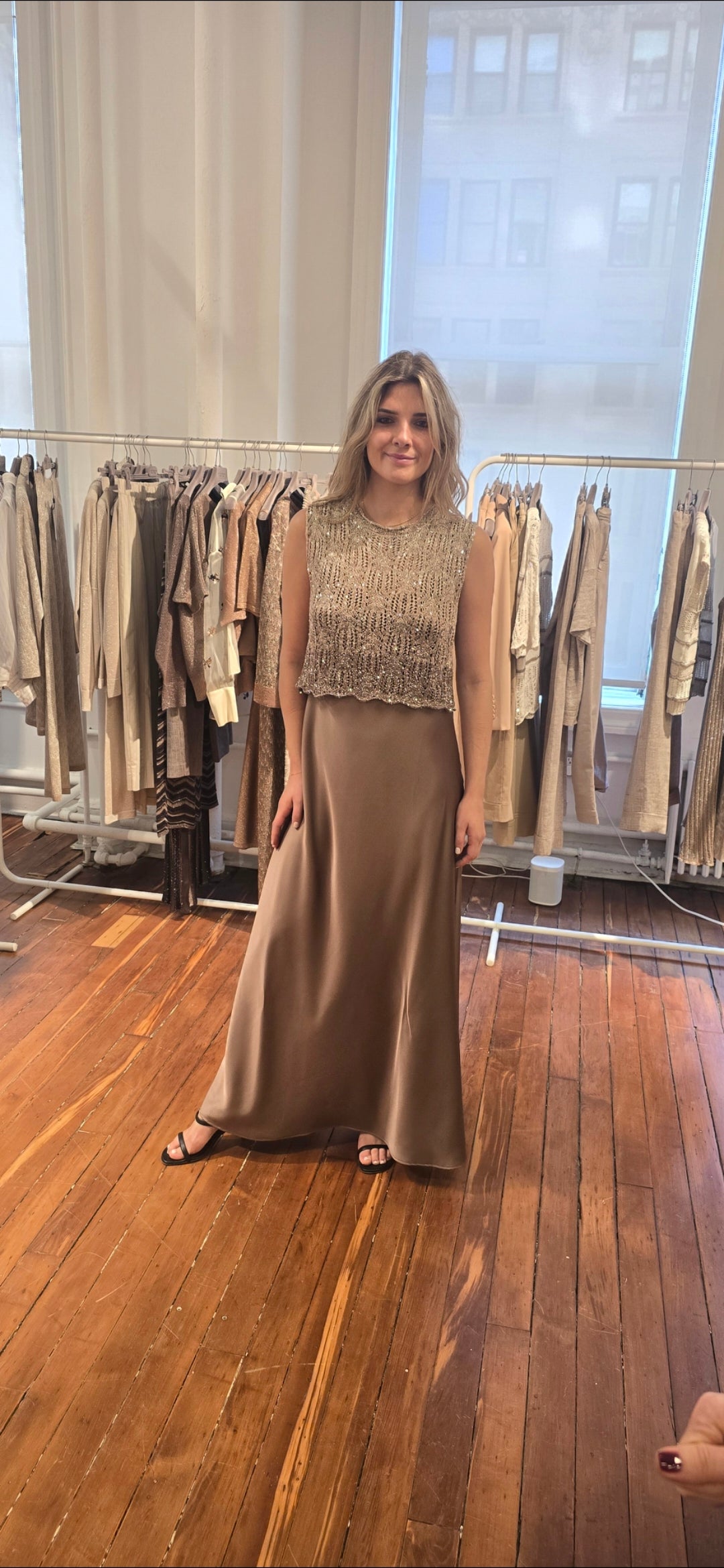 Maxi dress with crochet vest