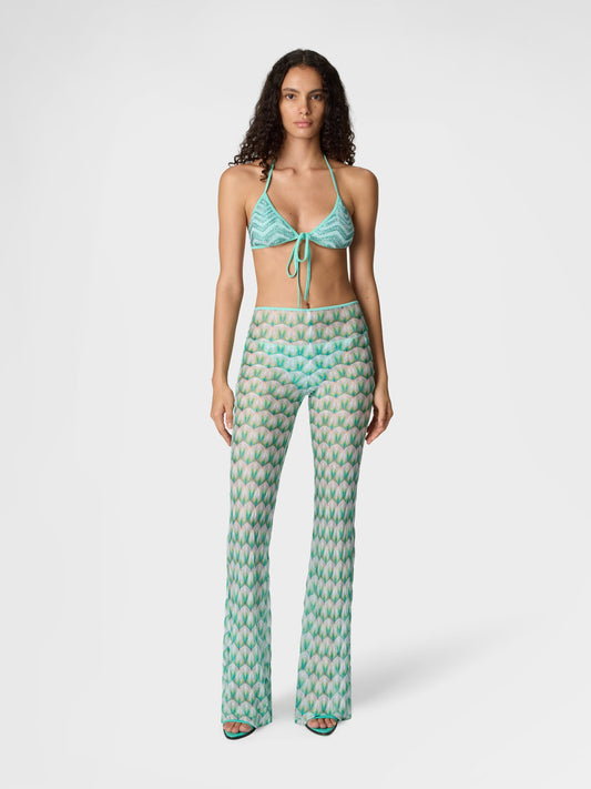 Flared trousers in floral-pattern viscose