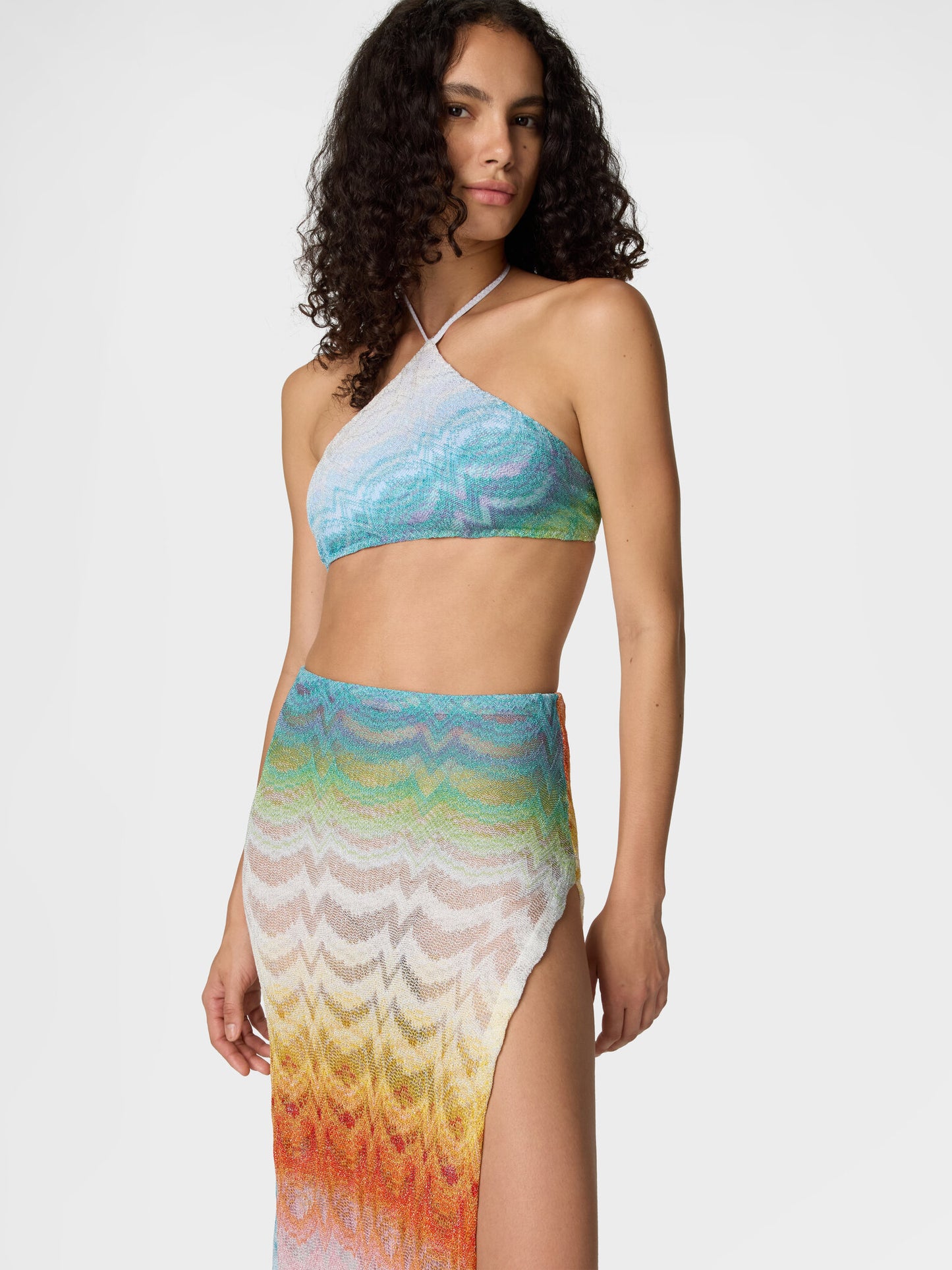Shaded Lamé Viscose Maxi Skirt