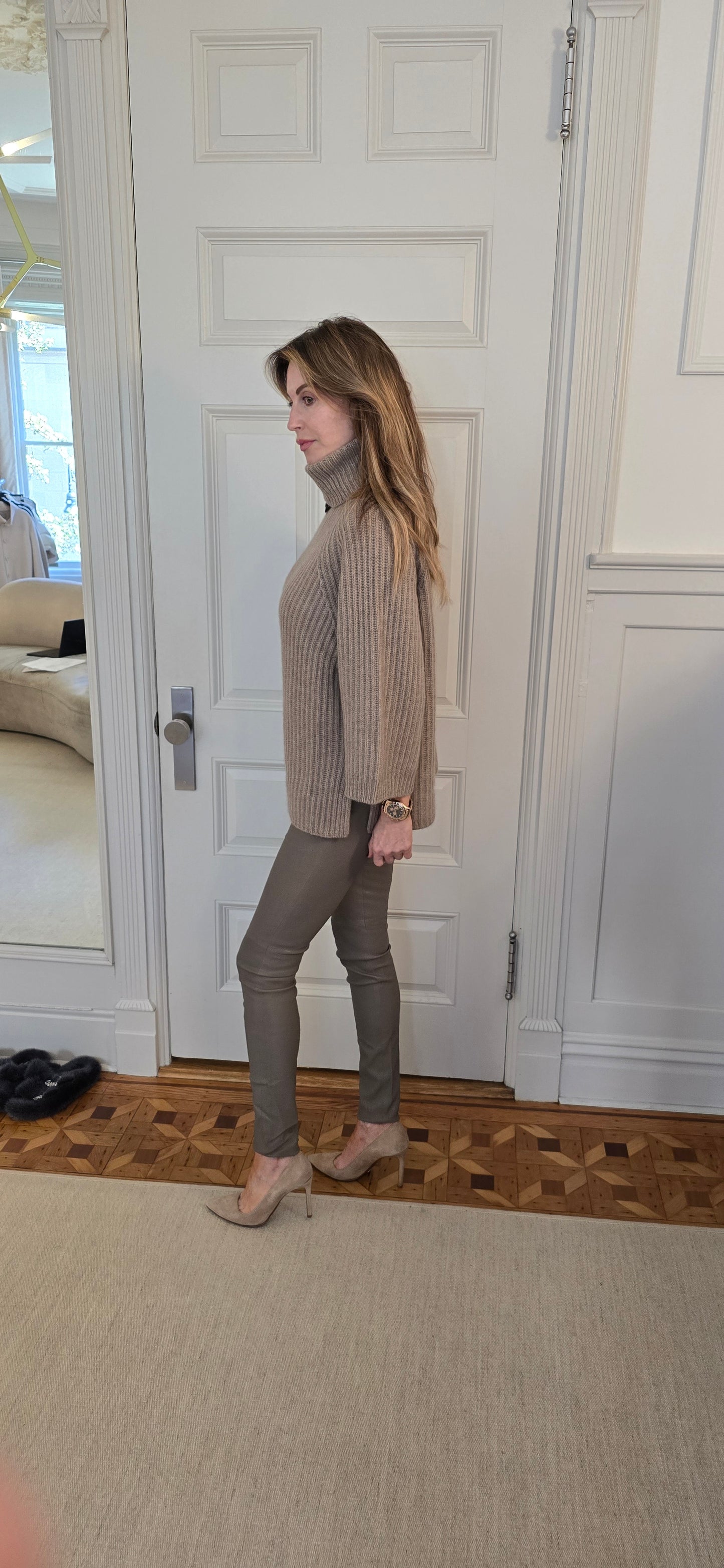 High neck sweater with buckle detail