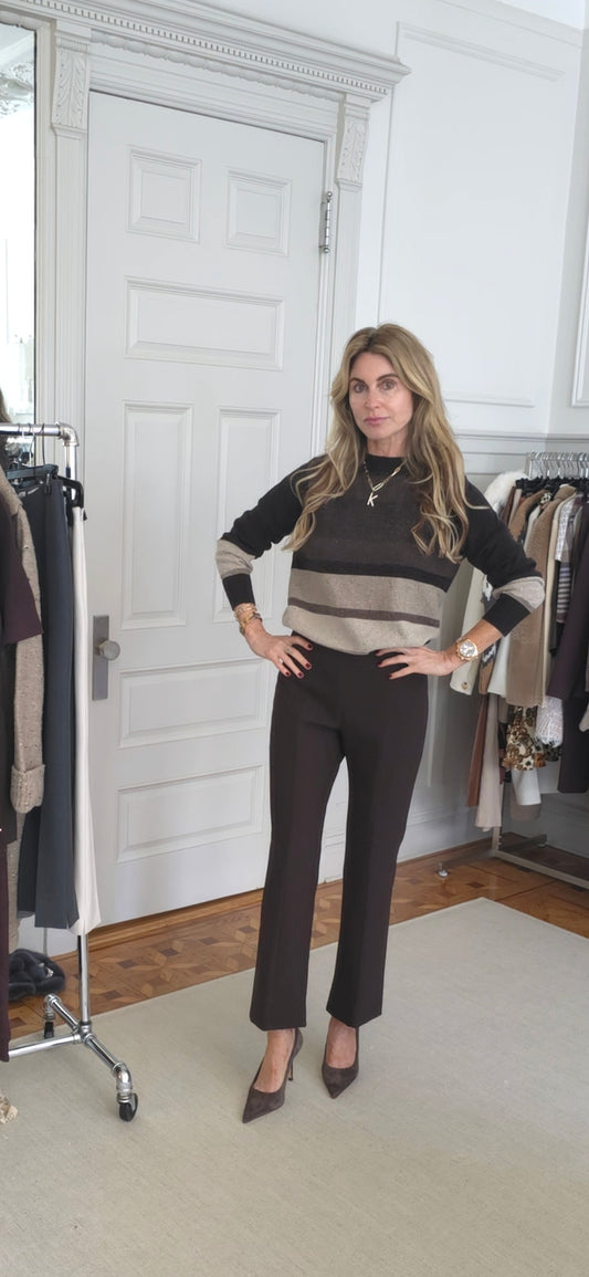 Brown sweater with stripes