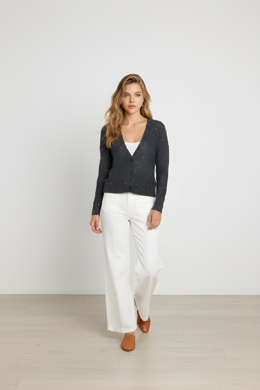 SEQUIN VEE CARDIGAN