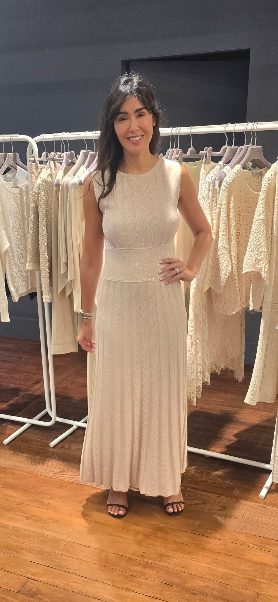 Scoop neck sequin dress