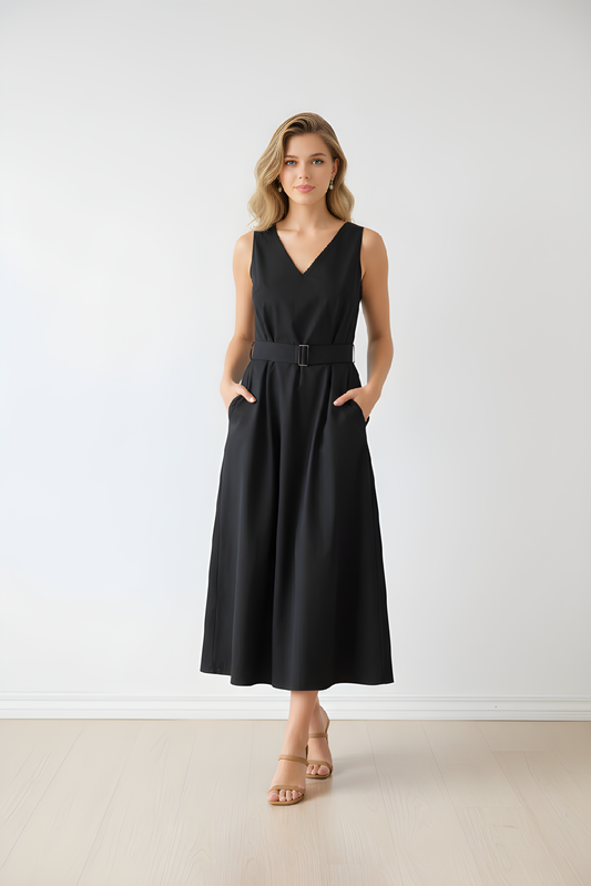 V-neck dress with chain details