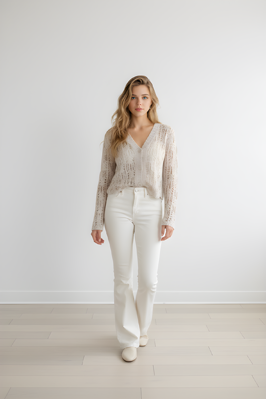 Crochet cardigan with sequin thread
