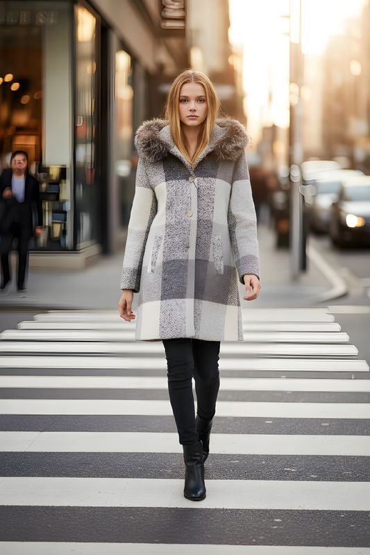 Neutral combo Plaid Coat