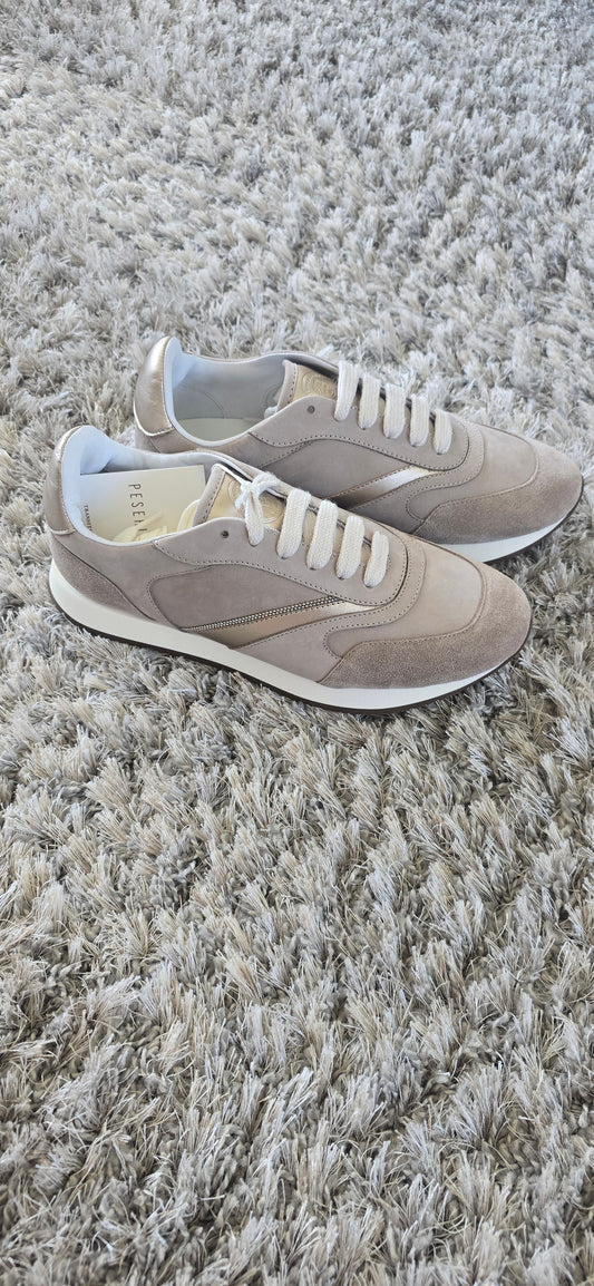 Suade embellished taupe sneakers