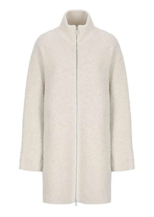 Wool and baby alpaca coat with sequins