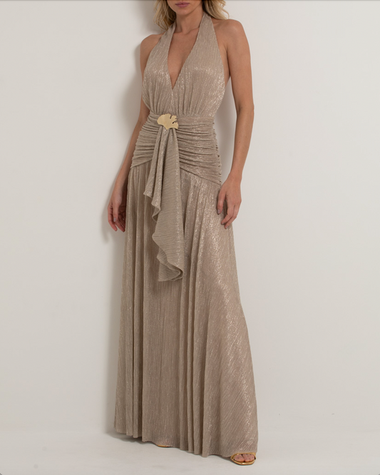 Lurex Draped Maxi Dress