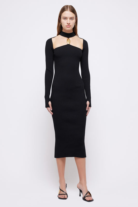 Nikolai Mock Neck Dress With Hardware