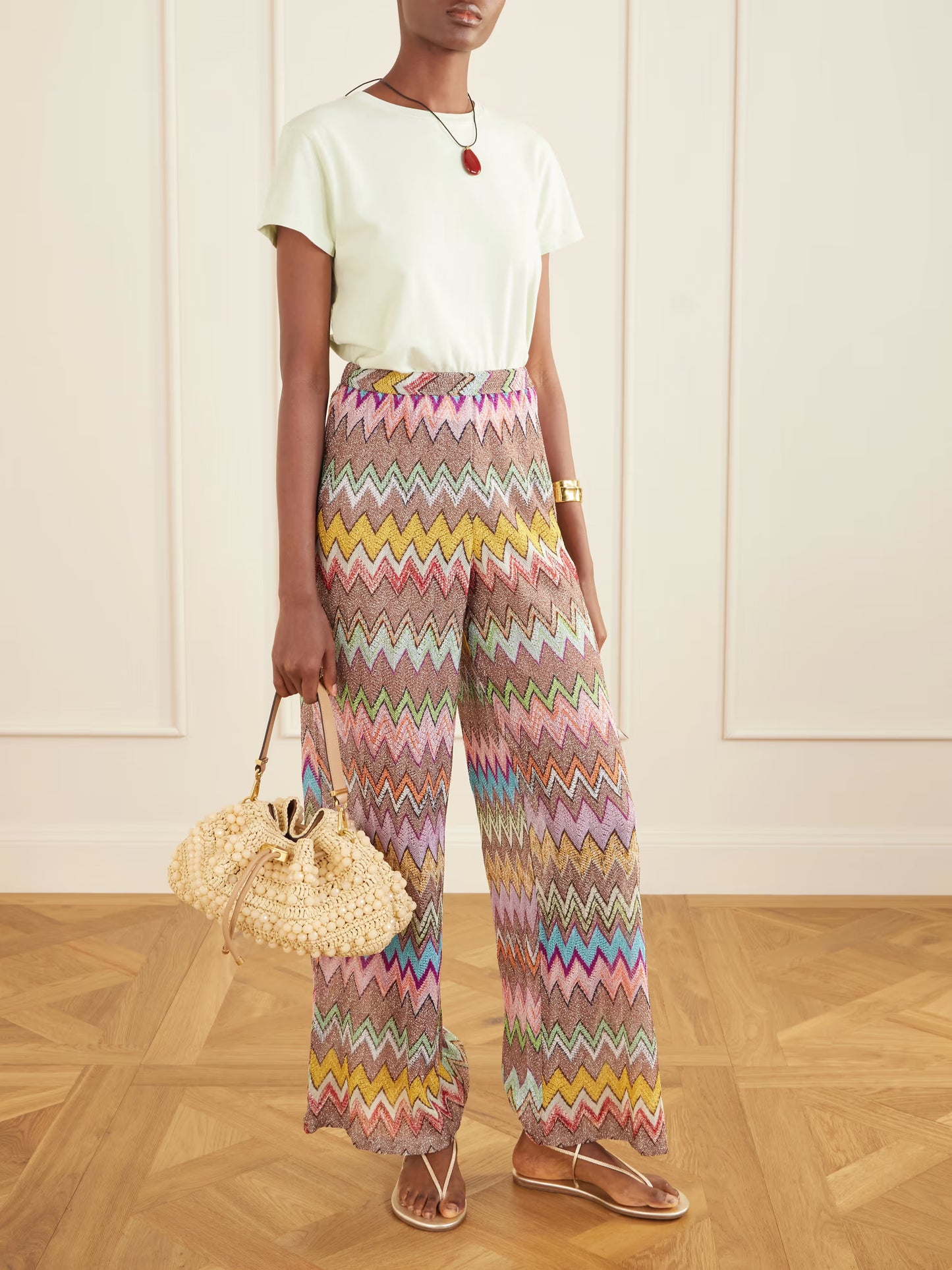 Crochet-Knit wide-leg pants