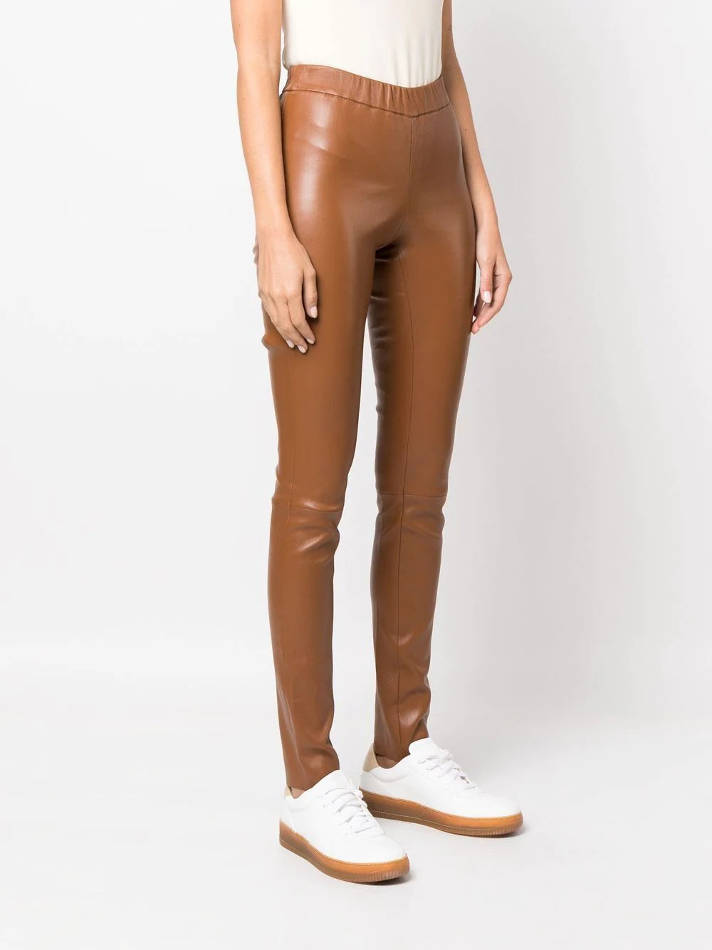 Pull on Leather Legging In Cognac