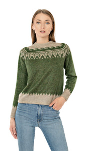 Autumn Cashmere cashmere and silk sweater in green with pattern