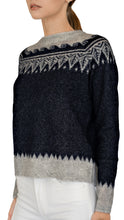 Autumn Cashmere cashmere and silk sweater in navy with pattern