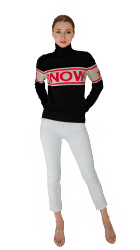 Brodie Cashmere turtle neck seater in black snow babe