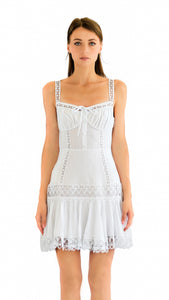 Chart Ruiz Elodie short cotton dress guipure detailing in white