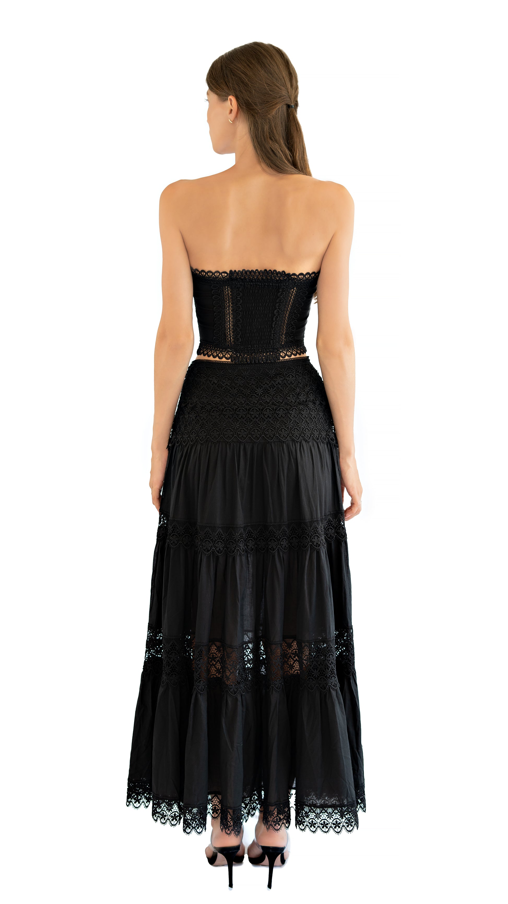 Charo Ruiz Lys strapless bustier with lace in black