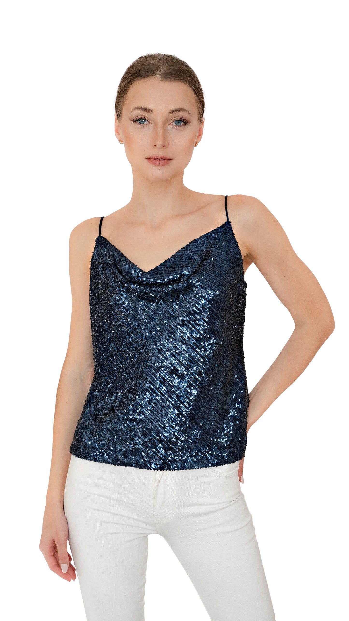 Generation Love sequined cami in navy color