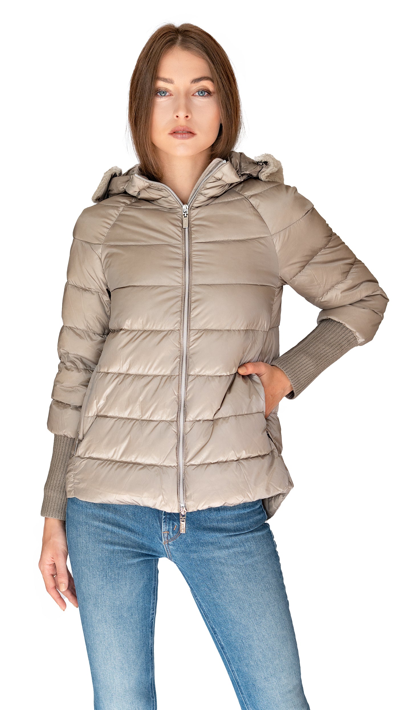 Gimo's 2 in 1 coat: puffer jacket with hood and cashmere vest 