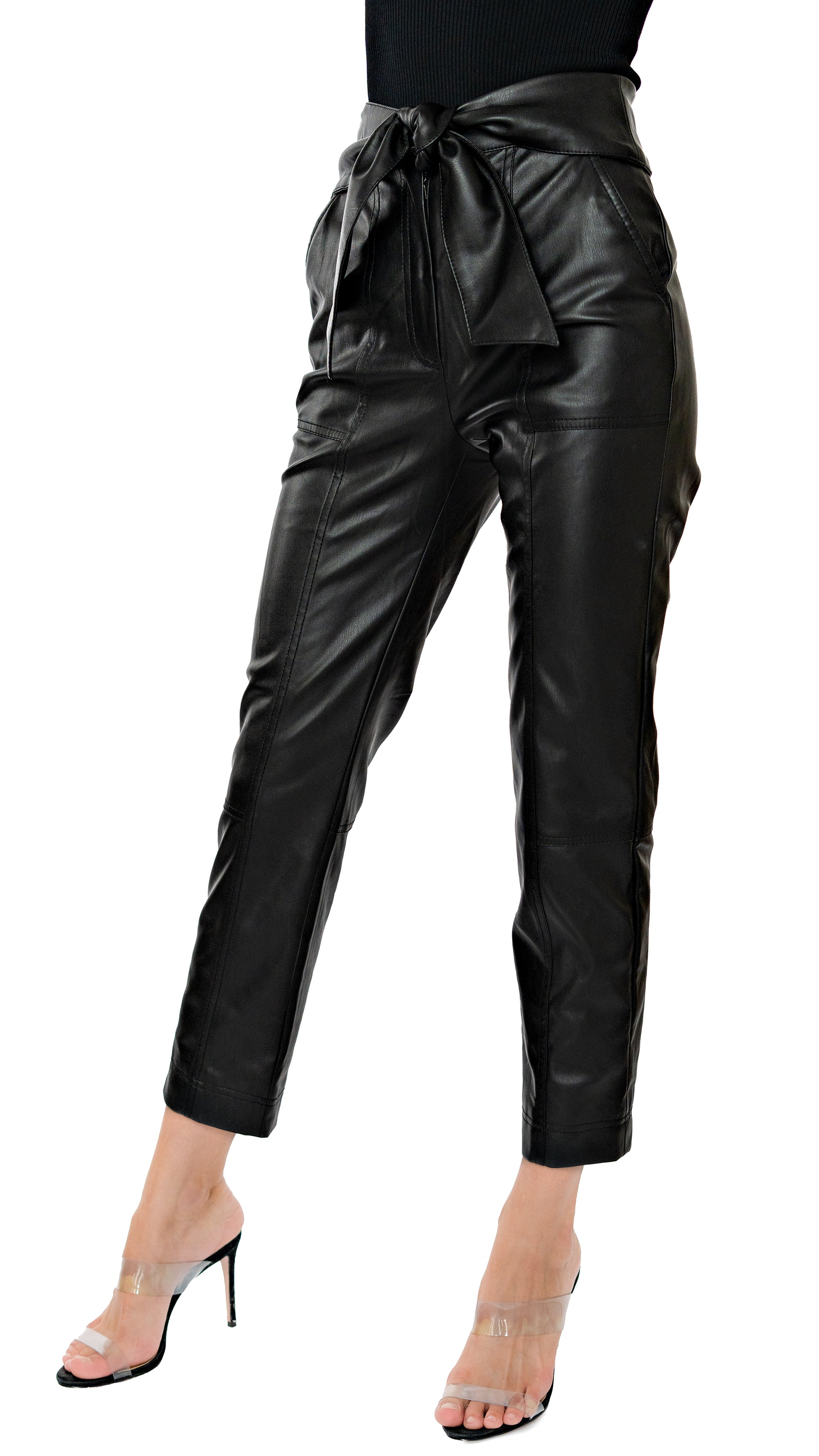 Jonathan Simkhai vegan leather high waist pant in black