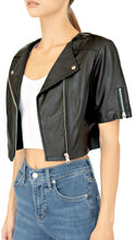 Lamarque real leather cropped jacket in black color