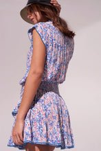 Estelle V Mini Dress in Blue Cactus