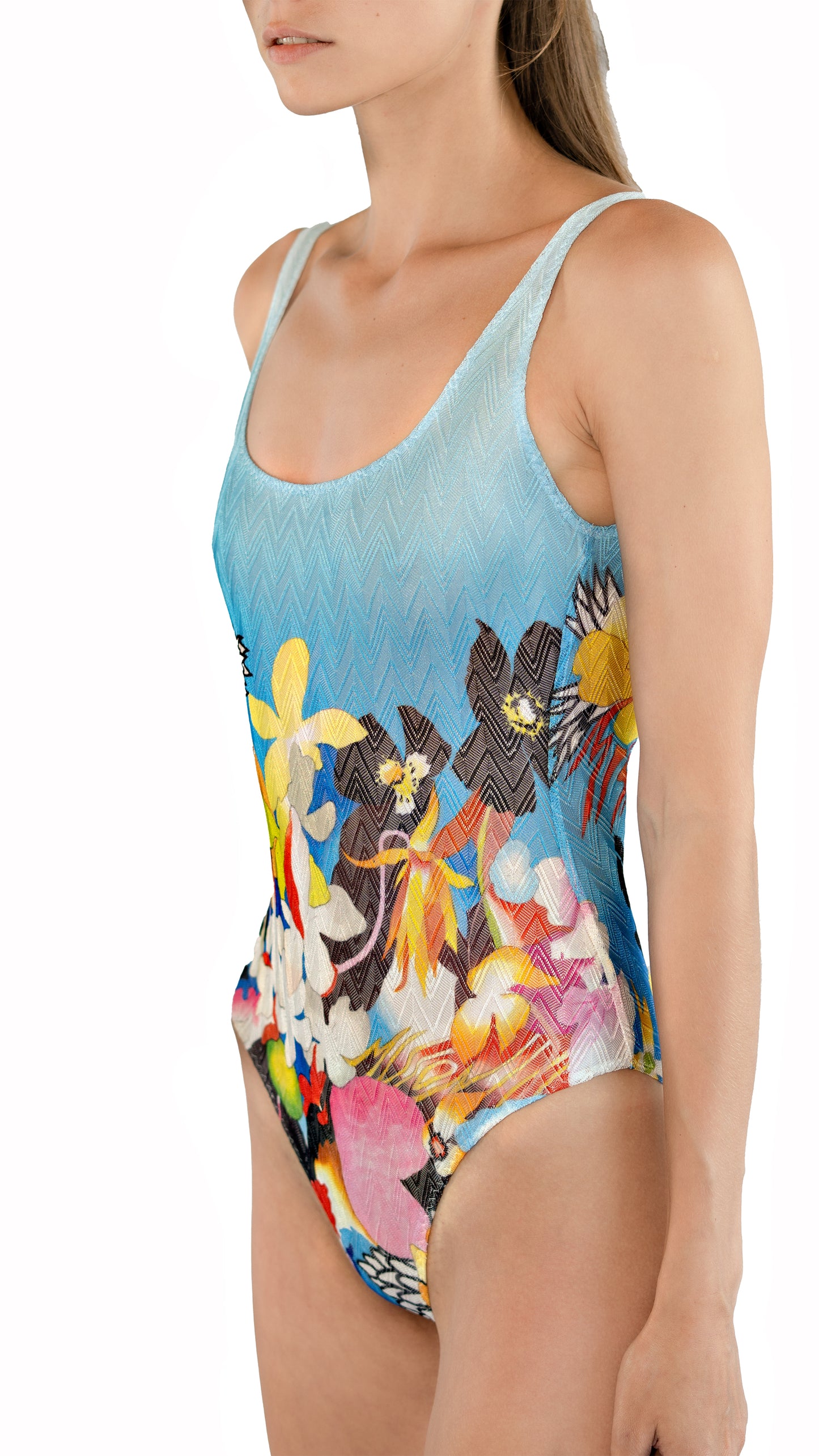 Missoni Mare one piece swimsuit, blue in floral print
