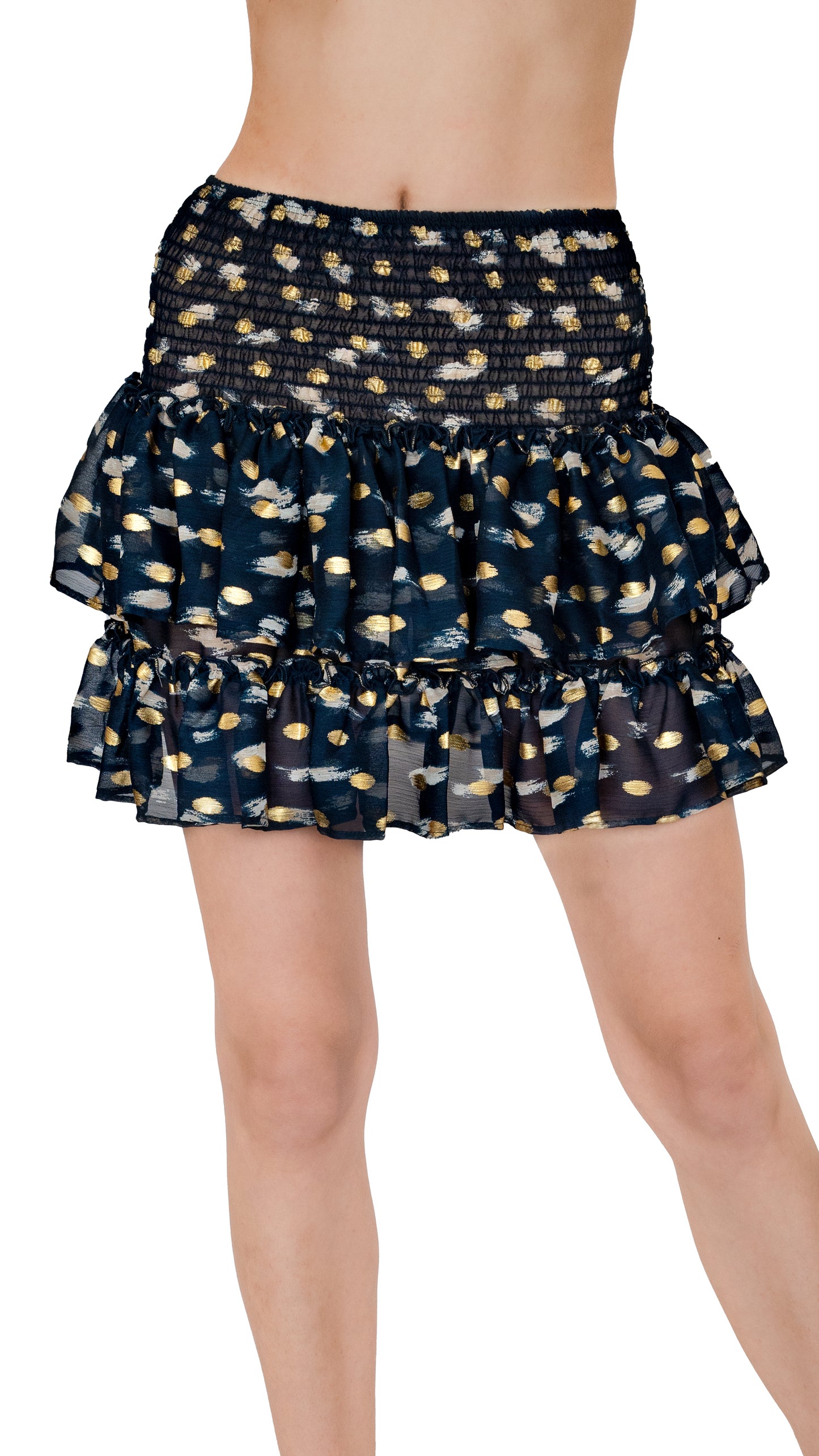 Mini silk skirt in navy leopard print 