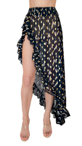 Pop St Barths Fiona Skirt in Navy Leopard Print