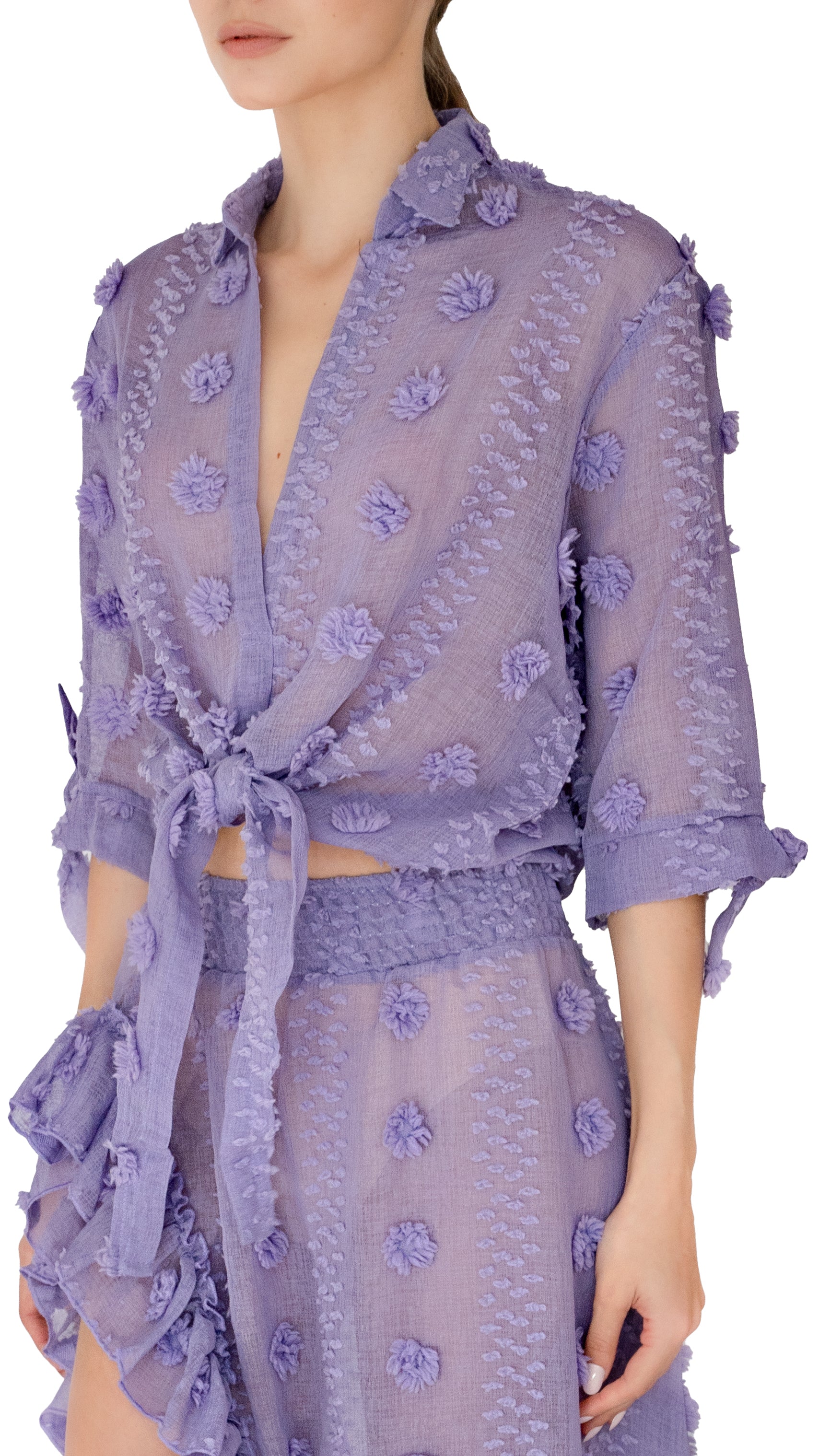 Pop St Barths Mika Shirt Short sleeve top in lilac