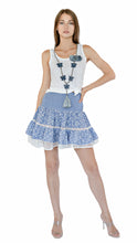 Sunday St Tropez mini skirt with elastic waistband in blue