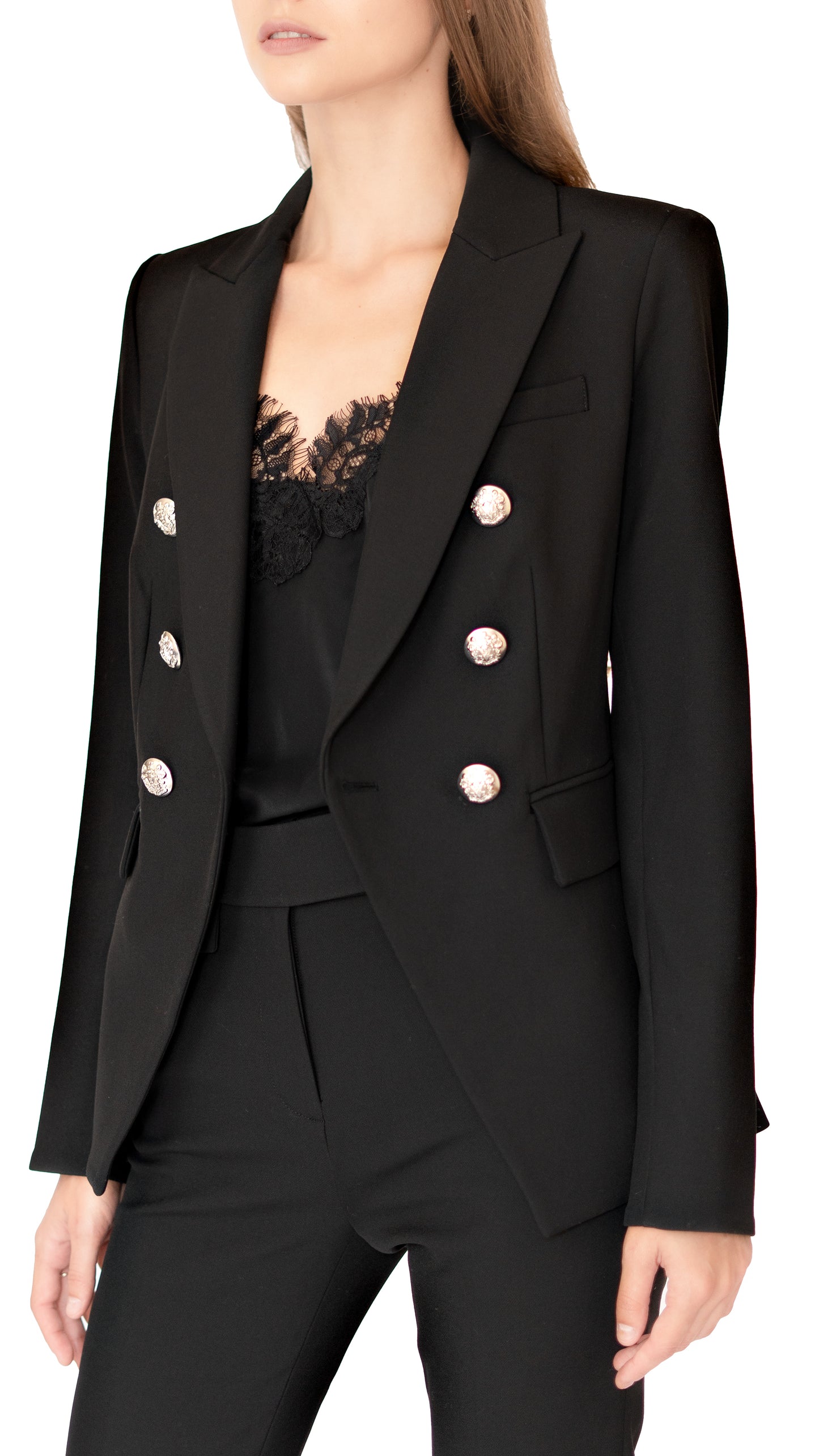 Veronica Beard black suit jacket with silver buttons